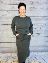 Candice Ribbed Skirt- Charcoal