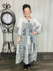Cheri Patchwork Dress- Black & White