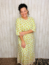 Green & Ivory Floral Mesh Overlay Dress