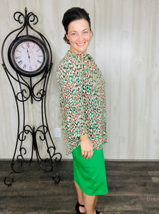 Valarie Green & Coral Top