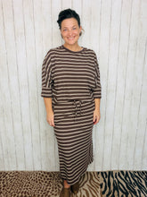 Marissa Ribbed Skirt- Brown & Cream Striped
