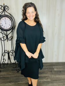 Stacy Woven Solid Blouse-Navy & Black