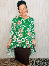 Dramatic High-Low Tunic -Green Floral