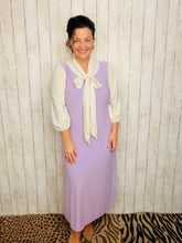 Becky Bow & Honeycomb Dress- Lilac & Ivory