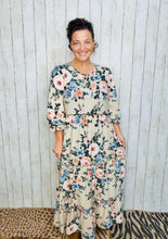 Clarissa Taupe & Roses Dress