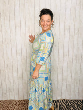 Mallory Light Blue & Green Patchwork Dress