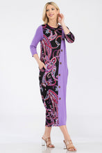 Buttons & Style Dress- Paisley & Purple