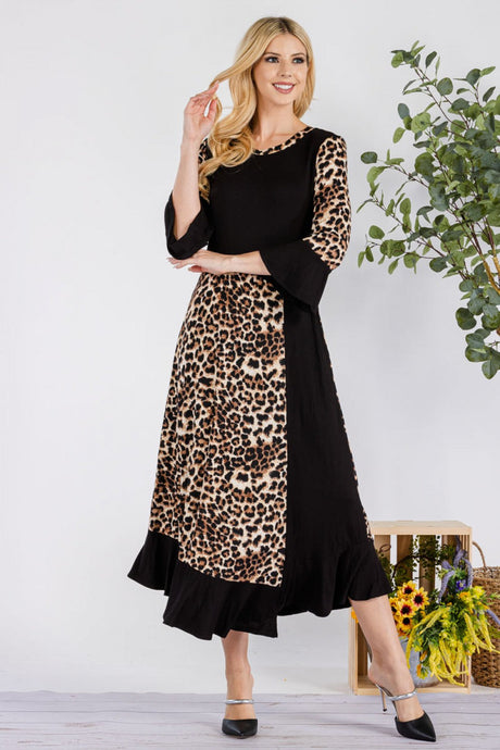 Kelly Midi Dress- Leopard