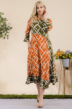 Kelly Midi Dress- Olive & Orange