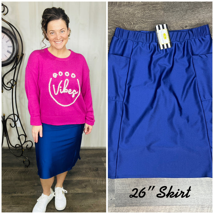 Missy Navy Swim/Active Skirt (Hidden Shorts) 26”