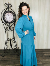 Nicole Smocked Waist Dress- Teal
