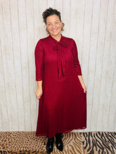 Brenda Bow & Ruffle Burgundy & Gold Dress