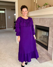 Kayla Ruffle Sleeves Dress-Purple