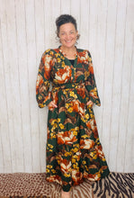 Natasha Smocked Waist Dress- Hunter Green Floral