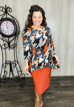 Samantha Ruffle High Low Tunic- Houndstooth of Color