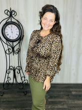 Lillian Bow Front Tunic Top- Leopard Print