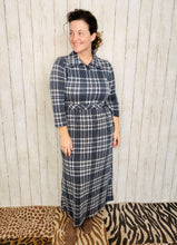Adorable In Plaid Lounge Dress-Navy Plaid