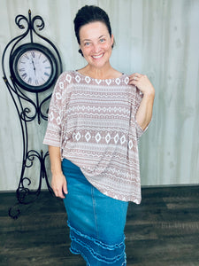 Rissa Mauve & Aztec Poncho Top