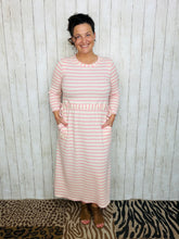 Ribbed Lounge Dress- Pink Striped