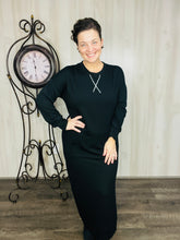 Sophia Sweatshirt Dress-Black Ribbed