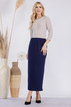 Laura Ann Navy Pencil Skirt-Textured (Regular & Plus)
