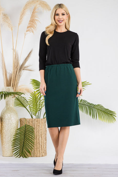 Laura Hunter Green Pencil Style Skirt-(Regular & Plus)
