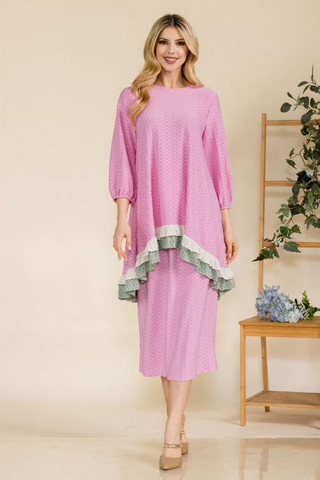 Deborah Honeycomb Pencil Skirt & Tunic- Pink