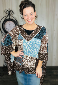 Teal Animal Print Poncho