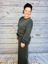 Candice Ribbed Top- Charcoal