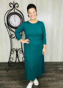 Ribbed Lounge Dress- Hunter Green