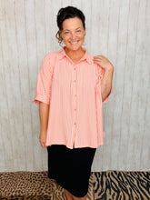 Rylee Coral & White Striped Top