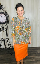 Lillian Bow Front Tunic Top- Floral & Geometric