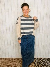 Tessa Bold Stripes Stone/Charcoal Top