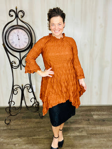 Regina Textured Tunic- Rust