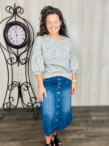 Suzanne Button & Stretch Jean Skirt