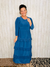 Misty Ruffle Tiered Dress-Denim Blue