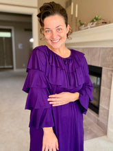 Kayla Ruffle Sleeves Dress-Purple