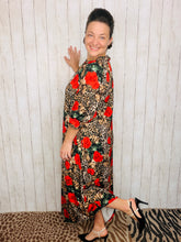 Power On The Day Dress-Leopard & Red Roses