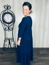 Tonya & Wood Button Dress- Navy