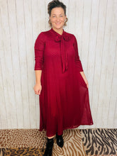 Brenda Bow & Ruffle Burgundy & Gold Dress