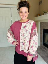 Gina Burgundy & Taupe Knit Pullover