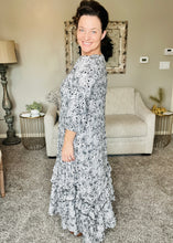 Michella High Low Dress-Black & White Paisley