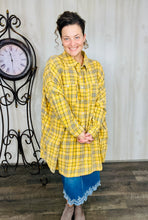 Yellow Plaid Button Front Blouse