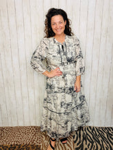 Molly Landscape Print Dress- Black & White