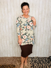 Samantha Ruffle High Low Tunic-Ivory Floral