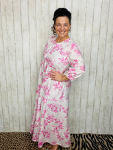 Cassie Tiered Boho Style Dress-Pink Toile