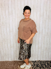 Ribbed Oversized Top- Brown