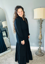 Nicole Smocked Waist Dress- Black