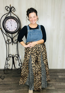 Leopard & Animal Print Mixed Overall/Jumper Dress