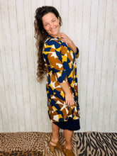 Navy & Camel Geometric Tunic